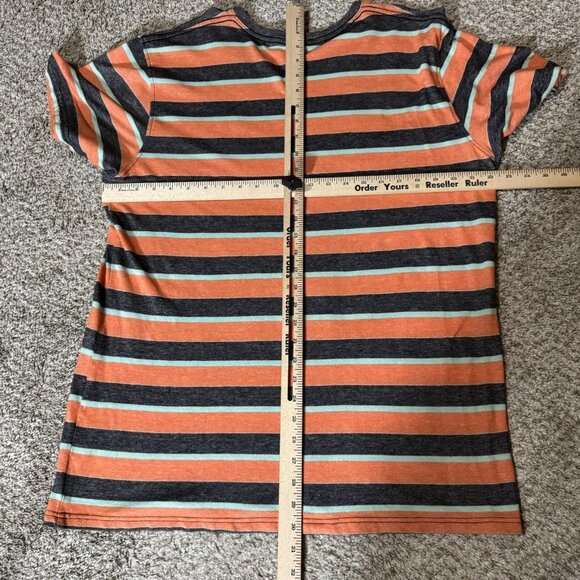 Zoo York Shirt Mens XL Orange Gray Mint Striped Chest Pocket Skate Streetwear - Picture 4 of 6